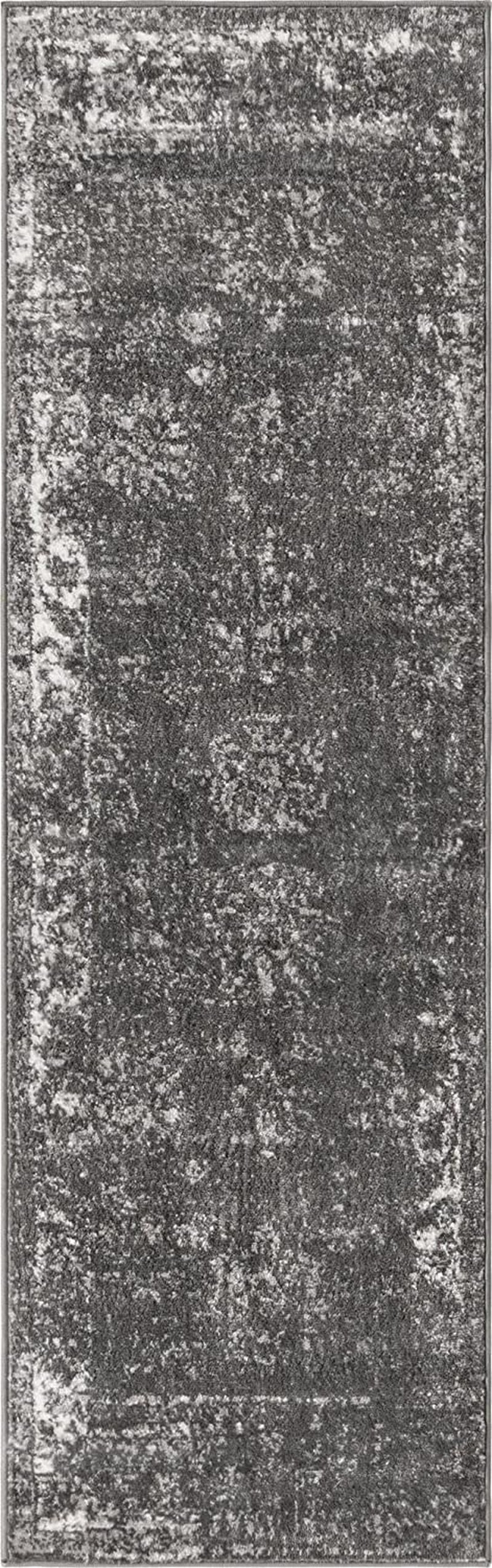 Sofia Collection Traditional Vintage Dark Gray Runner Rug (2' X 7')