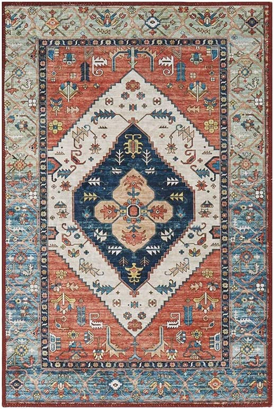 Collection Traditional Area Rug - 2’ X 3’Non-Slip Distressed Vintage Persian Oriental Area Rug Small Accent Throw Low Pile Rugs Floor Carpet for Door Mat Entryway Bedrooms Decor