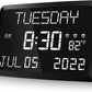 Digital Clock, 11.5" Large LED Word Display Dimmable Digital Wall Clock,Adjustable Brightness Digital Alarm Clock with Day and Date,Indoor Temperature,Snooze,12/24H,Dst for Home, Office,Elderly