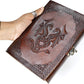 Handmade Leather Double Dragon Journal/Writing Notebook Diary/Bound Daily Notepad for Men & Women Unlined Paper Medium, Writing Pad Gift for Artit, ketch (8 X 6, Brown)