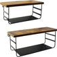 2 Tier Wall Mounted Shelf Set of 2, Wall Floating Shelves with Black Metal for Bedroom, Living Room, Bathroom, Laundry Room, Kitchen, 2 Different Sizes
