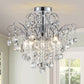 Crystal Chandelier Flushmount Ceiling Light Modern Lighting Fixture for Bedroom Hallway Bar Kitchen Bathroom, H 17.5'' X W 19.3'', E12 Base, Chrome