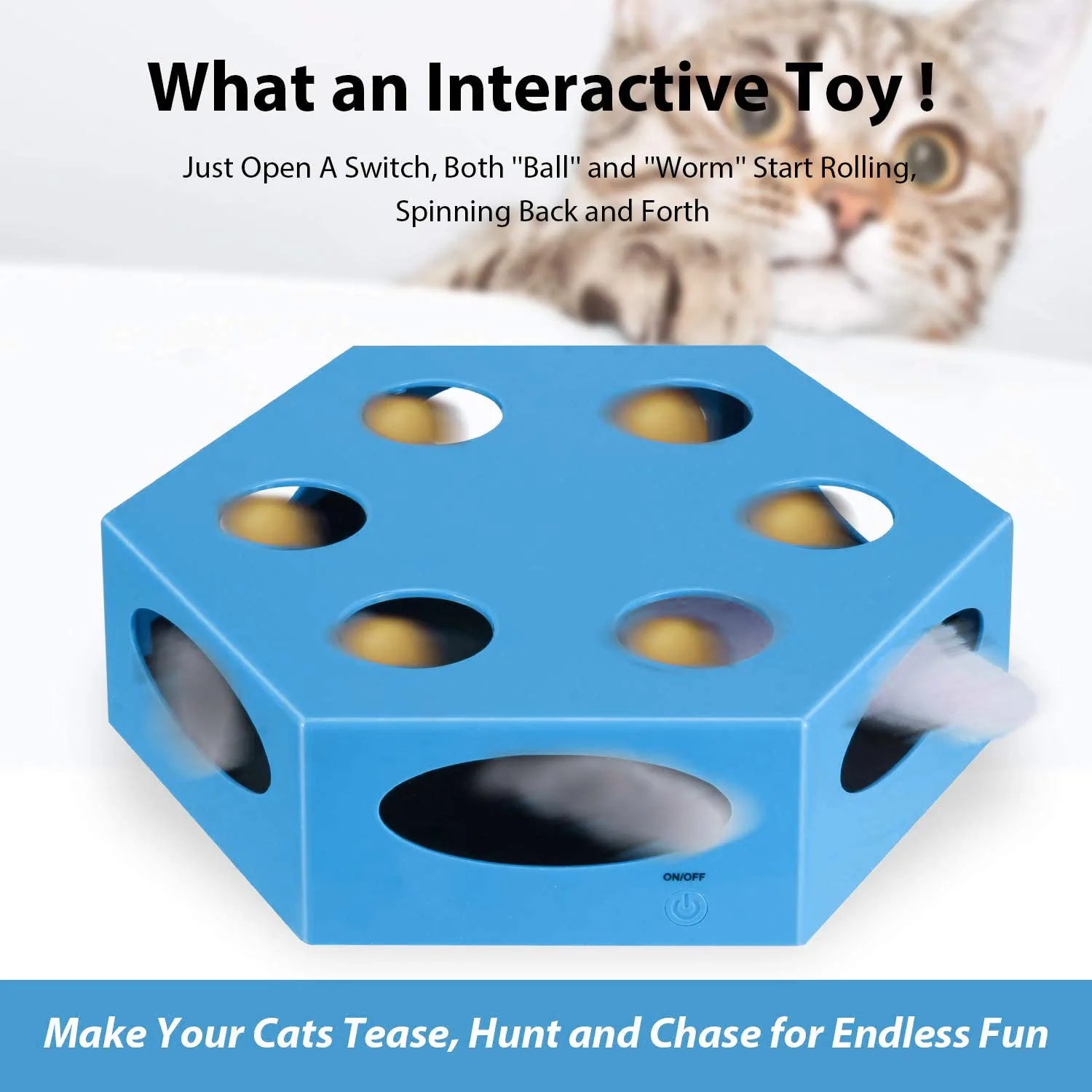 Cat Toys for Indoor Cats, Electronic Automated Cat Toys with Mouse Tail & Catnip Ball, Interactive Cat Toys with Battery, Exerciser Entertainment Hunting for Kitty Pet, Auto Shut Off…
