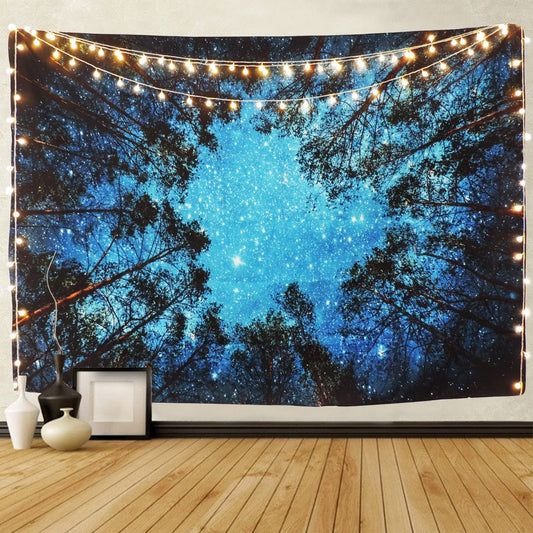 Forest Starry Tapestry Wall Hanging 3D Printing Forest Tapestry Galaxy Tapestry Forest Milky Way Tapestry Tree Tapestry Night Sky Tapestry Wall Tapestry for Dorm Living Room Bedroom (M, 4#Forest Star)