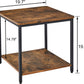 Side Table 20 Inch Square Modern End Table, Night Stand with 2-Tier Storage Shelf, Living Room Small Coffee Table, Wood Finish Bedside Table for Bedroom
