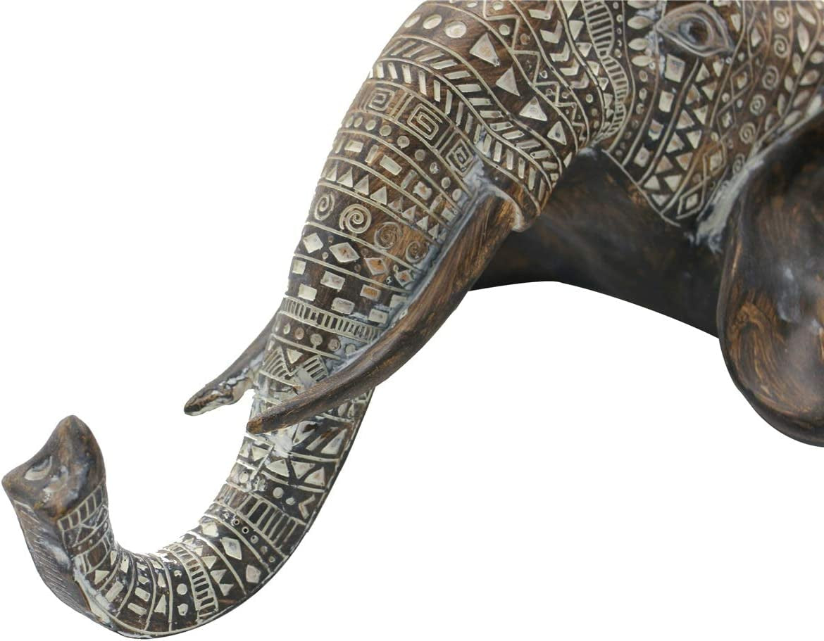 OTARTU African Elephant Wall Bust Sculpture 11" Tall Carved Noble Elephant Head Hanging Wall Decor Art Wooden Color (Elephant)