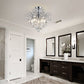 Crystal Chandelier Flushmount Ceiling Light Modern Lighting Fixture for Bedroom Hallway Bar Kitchen Bathroom, H 17.5'' X W 19.3'', E12 Base, Chrome