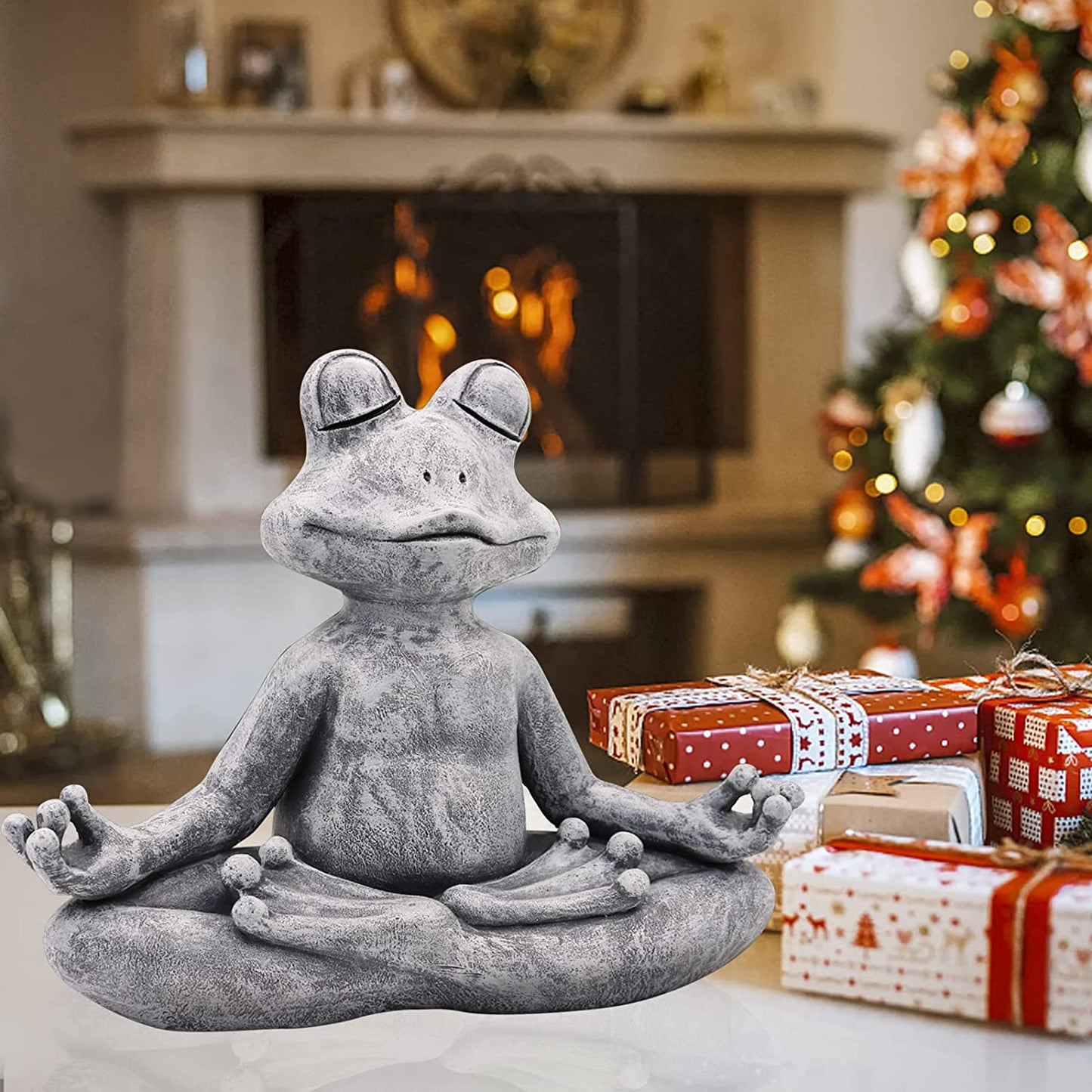 Goodeco 12.5" L×10" H Meditating Yoga Frog Statue - Women Gifts for Christmas, Zen Garden Frog Figurines for Home and Garden Decor, Frog Decorations Gift Ideas, Frog Gifts for Women