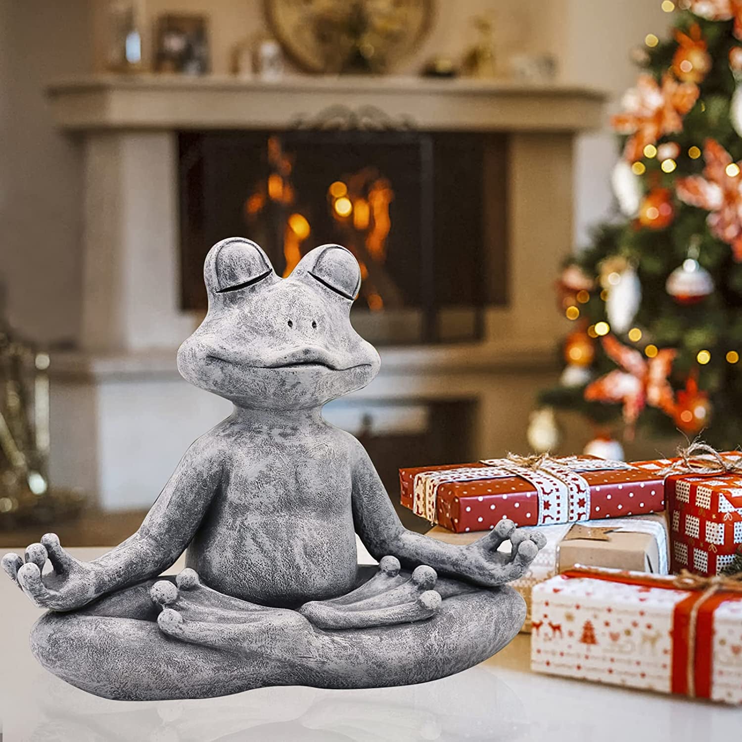 Goodeco 12.5" L×10" H Meditating Yoga Frog Statue - Women Gifts for Christmas, Zen Garden Frog Figurines for Home and Garden Decor, Frog Decorations Gift Ideas, Frog Gifts for Women