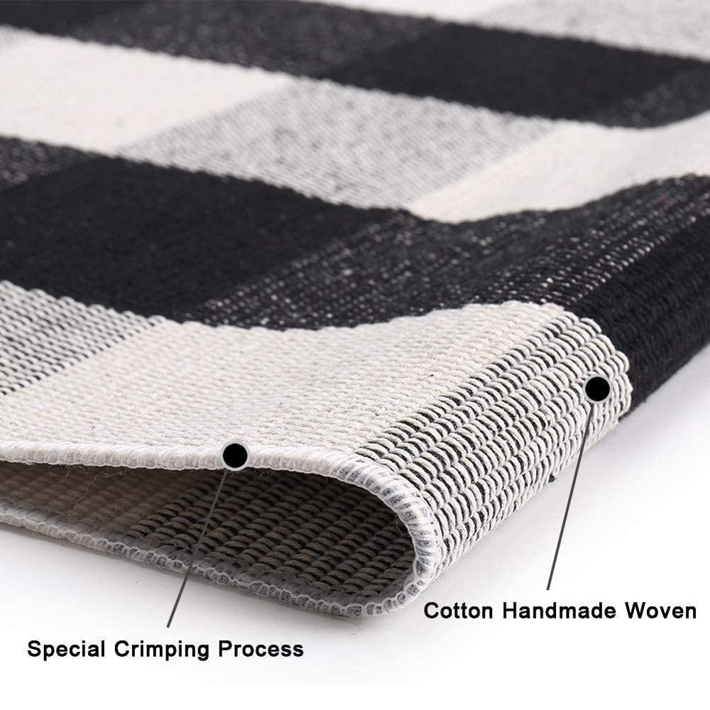 Buffalo Check Rug, Buffalo Plaid Rug 27.5'' X 43'', Black and White Checkered Rug, Front Porch Rugs for Layered Door Mats, Kitchen,Farmhouse Entryway