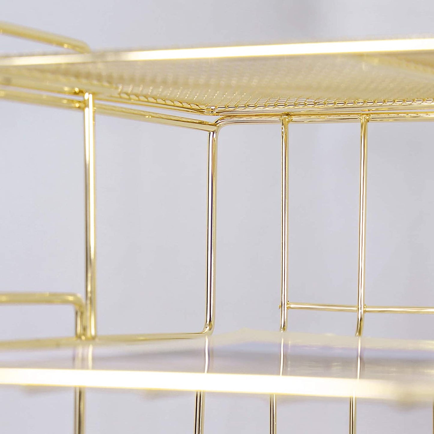 4-Tier Stackable Letter Tray, Gold Desk Organizer, Metal File Organizer Tray, Paper Holder Rack, Desk Accessories for School Home Office Supplies