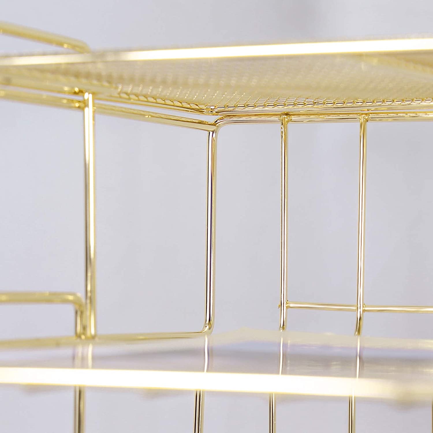 4-Tier Stackable Letter Tray, Gold Desk Organizer, Metal File Organizer Tray, Paper Holder Rack, Desk Accessories for School Home Office Supplies