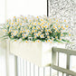 Artificial Daisies Flowers Outdoor UV Resistant 4 Bundles Fake Foliage Greenery Faux Plants Shrubs Plastic Bushes for Window Box Hanging Planter Farmhouse Indoor outside Decor(White)