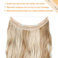 Serect Hair Extension 20" Curly Wavy Invisible Wire Adjustable Hair Extensions Fish Line Flip in Synthetic Hairpiece for Women Bleach Blonde Mix Light Ash Blonde