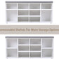 Shoe Storage Bench with Cushion, Cubby Shoe Rack with 12 Cubbies, Adjustable Shelves, Multifunctional Shoe Organizer Bench for Entryway, Mudroom, Hallway, Closet and Garage, White