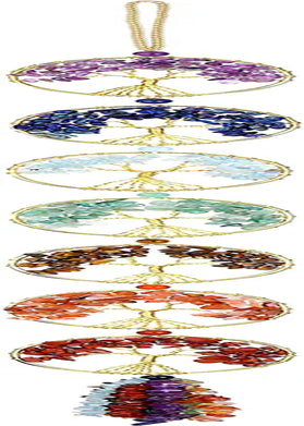 7 Chakra Stones Healing Crystals Tree of Life Wall Hanging Ornament Decoration for Good Luck Reiki Yoga Meditation Protection Mothers Day Mom Gifts
