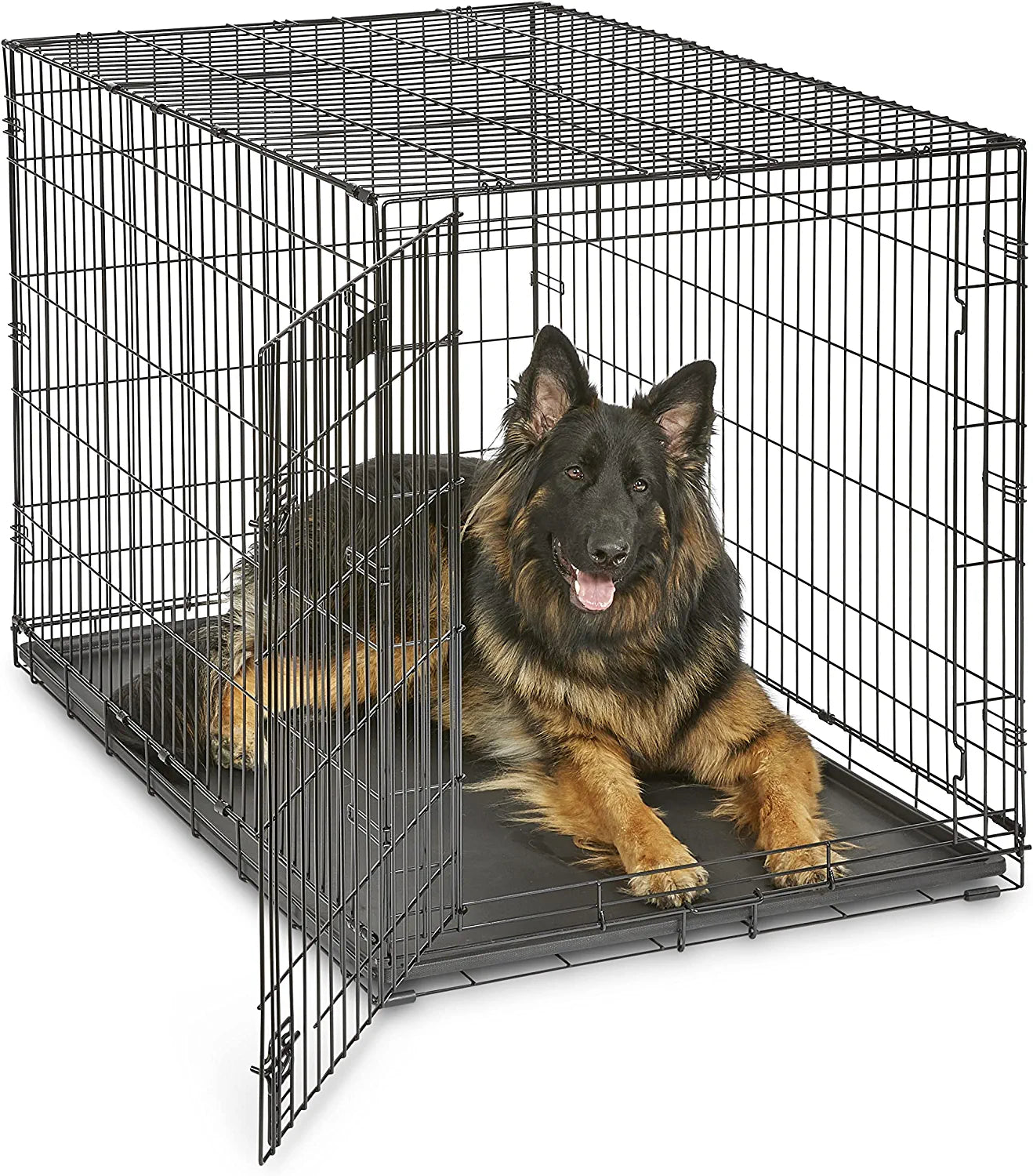 Newly Enhanced Single & Double Door Icrate Dog Crate, Includes Leak-Proof Pan, Floor Protecting Feet, Divider Panel & New Patented Features