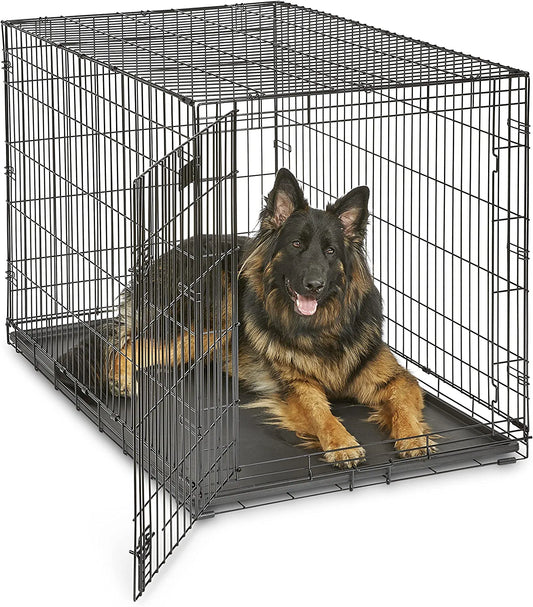 Newly Enhanced Single & Double Door Icrate Dog Crate, Includes Leak-Proof Pan, Floor Protecting Feet, Divider Panel & New Patented Features