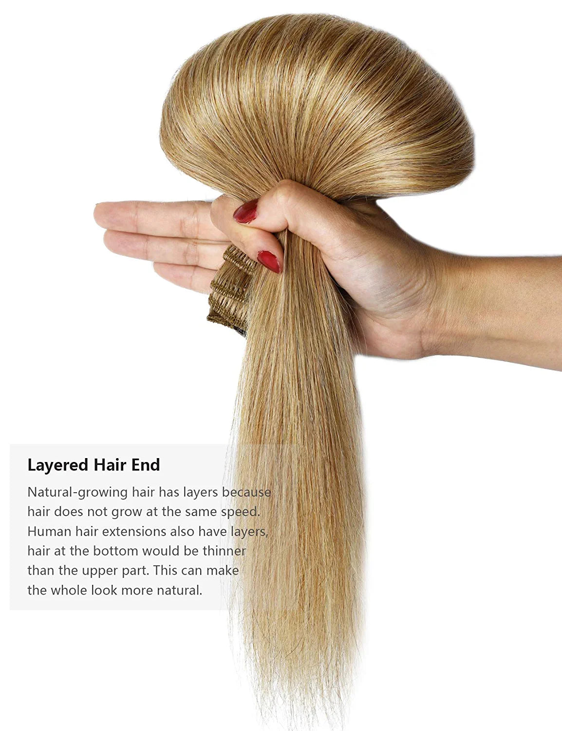 ROSEBUD Clip in Hair Extensions REMY Human Hair 8Pcs 18 Clips 65G/Set 14 Inch