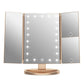 Makeup Mirror with 21 LED Lights,Two Power Supply, Touch Screen and 1X/2X/3X Magnification Tri-Fold Vanity Mirror , Gift for Women(Gold)