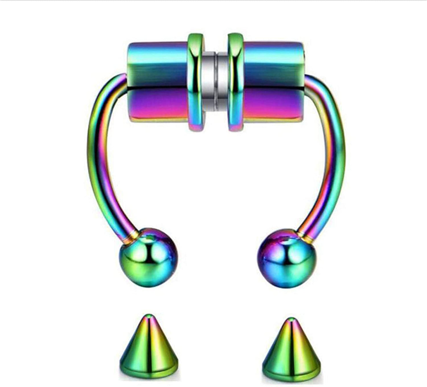 LAIMALA 16G Nose Rings Horseshoe Fake Nose Ring Hoop Magnetic Septum Nose Ring Horseshoe Stainless Steel Faux Fake Nose Septum Rings Non-Pierced Clip
