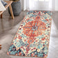 Bohemian Floral Medallion Area Rug - 2X4 Oriental Distressed Hallyway Runner Rug Doormat Faux Wool Non-Slip Bath Mat Washable Low-Pile Carpet for Kitchen Laundry Room(2 X 4, Orange Medallion)