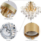 Crystal Chandelier Flushmount Ceiling Light Modern Lighting Fixture for Bedroom Hallway Bar Kitchen Bathroom, H 17.5'' X W 19.3'', E12 Base, Gold