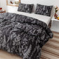 3 Pieces Queen Duvet Cover, Black Duvet Cover with White Plant Floral Duvet Cover Microfiber Soft Queen Bedding Set with Zipper Closure & 2 Pillow Cases
