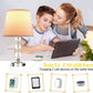 Table Lamp Set of 2, Bedside Touch Control Table Lamps for Bedroom Living Room, 3 Way Dimmable Nightstand Lamp with 2 USB Ports & AC Outlet, 2700K 9W Bulbs Included(Silver).