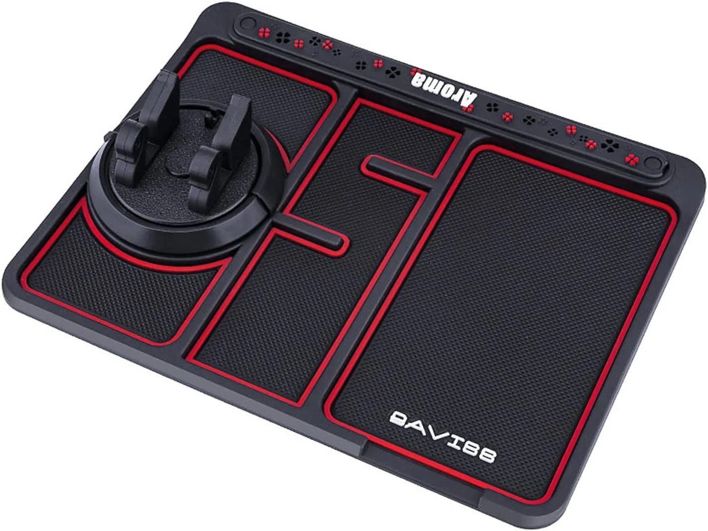 Non-Slip Phone Pad for 4-In-1 Car, Multifunctional Dashboard Anti-Slip Rubber Pad Mat，Universal 360°Rotation Car Phone Holder，With Replaceable Temporary Parking Card Number Plate and Aromatherapy