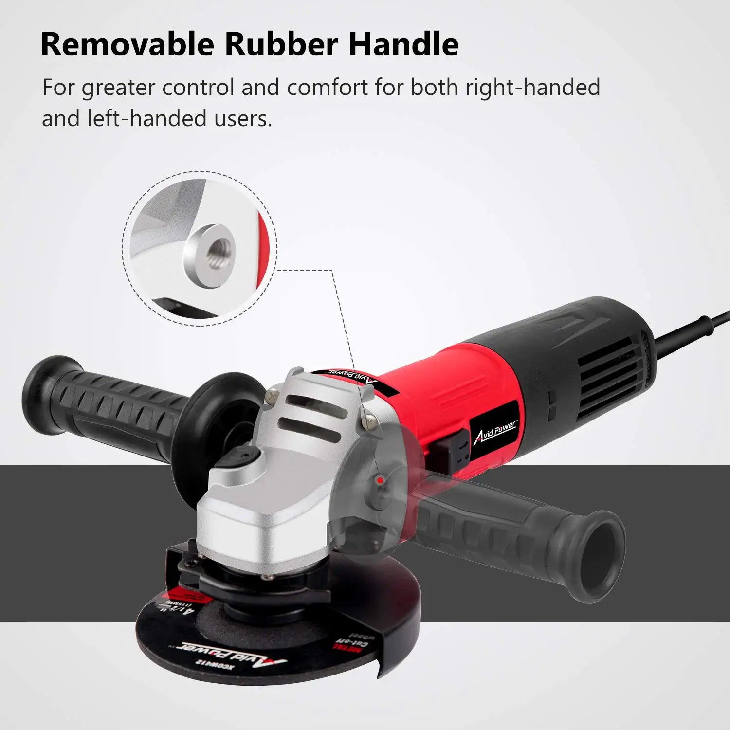 Angle Grinder, 7.5-Amp 4-1/2 Inch Electric Grinder Power Tools with Grinding Wheels, Cutting Wheels, Flap Disc and Auxiliary Handle for Cutting, Grinding, Polishing and Rust Removal - Red