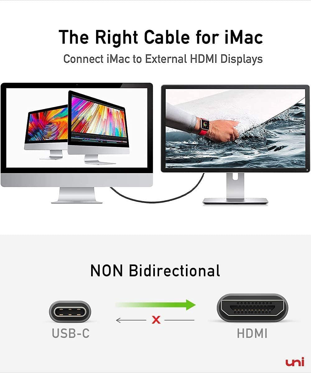 USB C to HDMI Cable for Home Office 3Ft 4K@60Hz,  USB Type-C to HDMI Braided Cable (Thunderbolt 3 Compatible) with Macbook Pro 2021/2020, Macbook Air/Ipad Pro 2020/2018, Samsung S21, and More