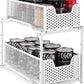 Stackable 2-Tier under Sink Cabinet Organizer with Sliding Storage Drawer, White