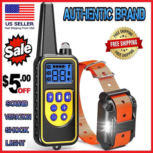 2800 FT Remote Dog Shock Training Collar Rechargeable Waterproof Pet Trainer