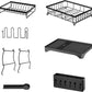 2 Tier Dish Drying Rack for Kitchen Counter, Black Metal Dish Drainers Rack with Drainboard, Large Dish Dryer with Detachable Cup Rack and Utensil Holder