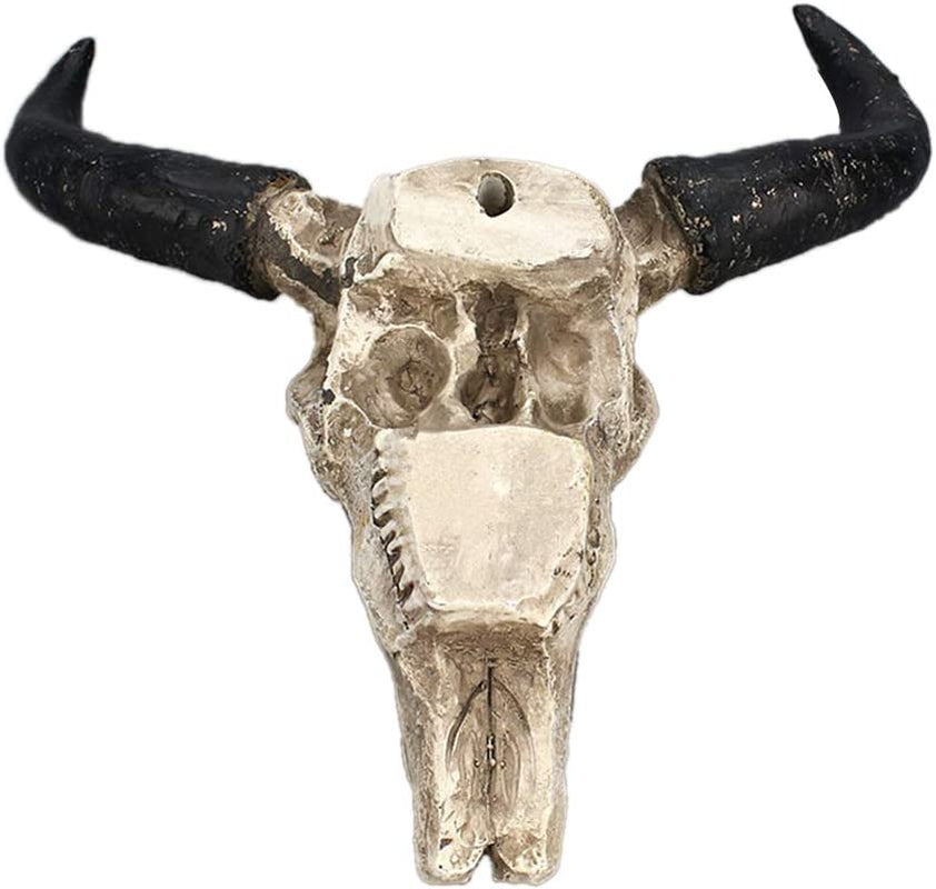 1Pcs Resin Wall Hanging Horn Skulls Steer Bull Head Sculpture Long Horn Cow Skull Wall Hanging Mounted Longhorn Steer Resin Wall Deco (NO.1)
