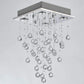 Bestier Modern Crystal Square Raindrop Chandelier Lighting Flush Mount LED Ceiling Light Fixture Pendant Lamp for Dining Room Bathroom Bedroom Livingroom 4 GU10 Bulbs Required 12 in Wide 20 Inch High