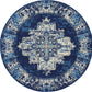 Grafix Persian Navy Blue 5'3" X round Area Rug, Easy Cleaning, Non Shedding, Bed Room, Living Room, Dining Room, Kitchen (5 Round)