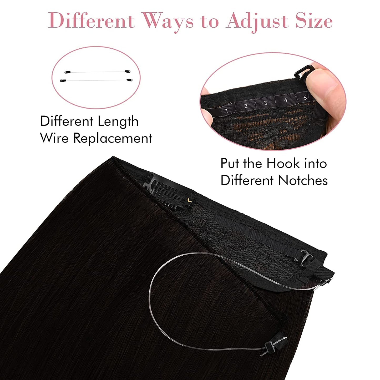 Invisible Wire Hair Extensions with Transparent Headband Adjustable Size Removable Secure Clips in Straight Secret Hairpiece for Women (24 Inch, Light Blonde)