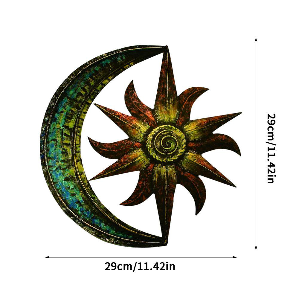 Celestial Themed Metal Wall Decor Metal Wall Art Moon Star Shape Iron Showpiece Metal Wall Decor Ideas Sun Moon Wall Art Celestial Themed Home Yard Wall Decor,11.42*11.42In