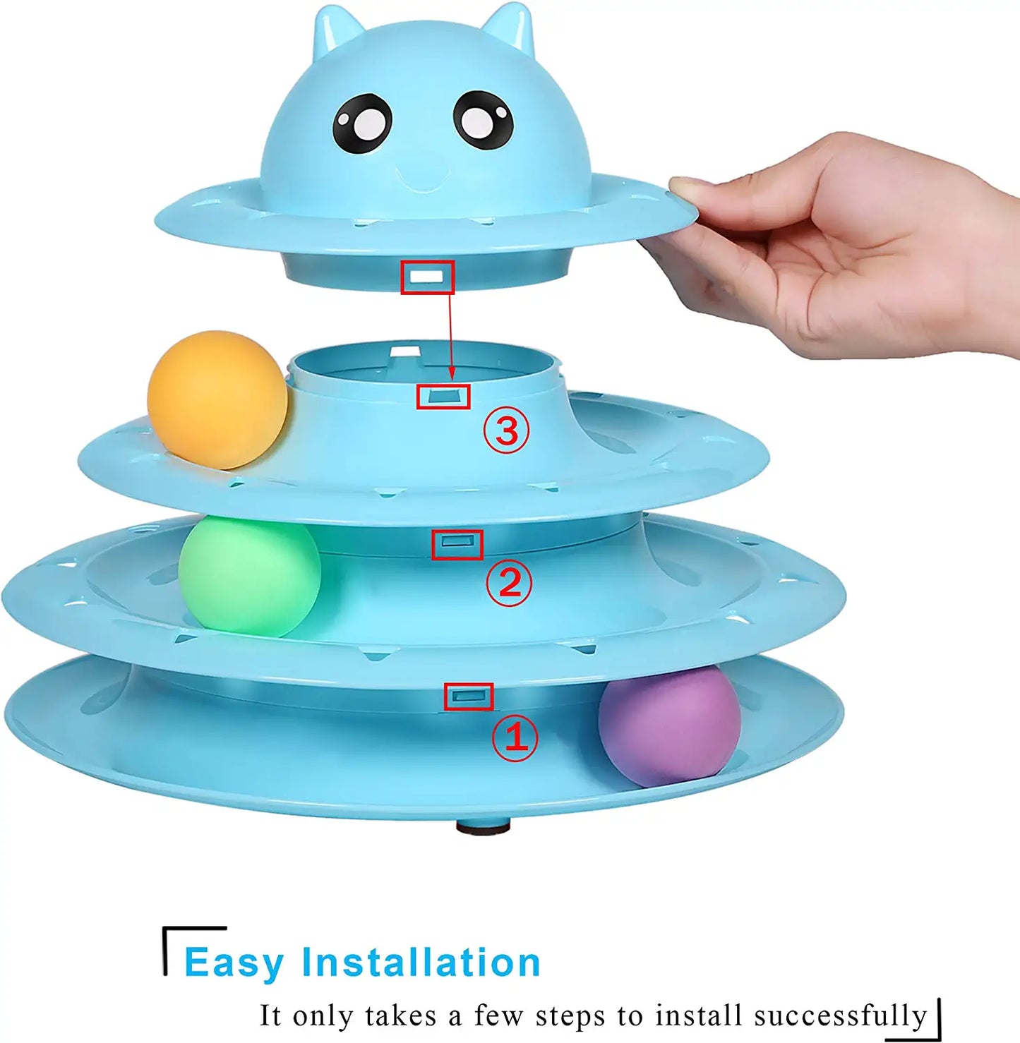 Cat Toy Roller 3-Level Turntable Cat Toy Balls with Six Colorful Balls Interactive Kitten Fun Mental Physical Exercise Puzzle Toys.