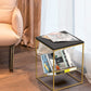 Modern Side End Tables with Faux Marble Top, Small Accent Coffee Table for Living Room Bedroom Balcony Family Nightstand (Black)