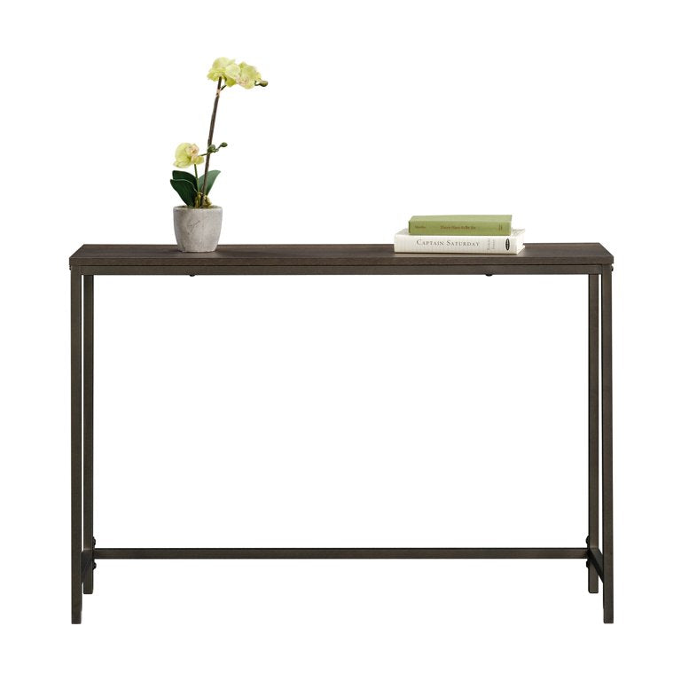 Curiod Metal Frame Sofa Console Table, Smoked Oak Finish