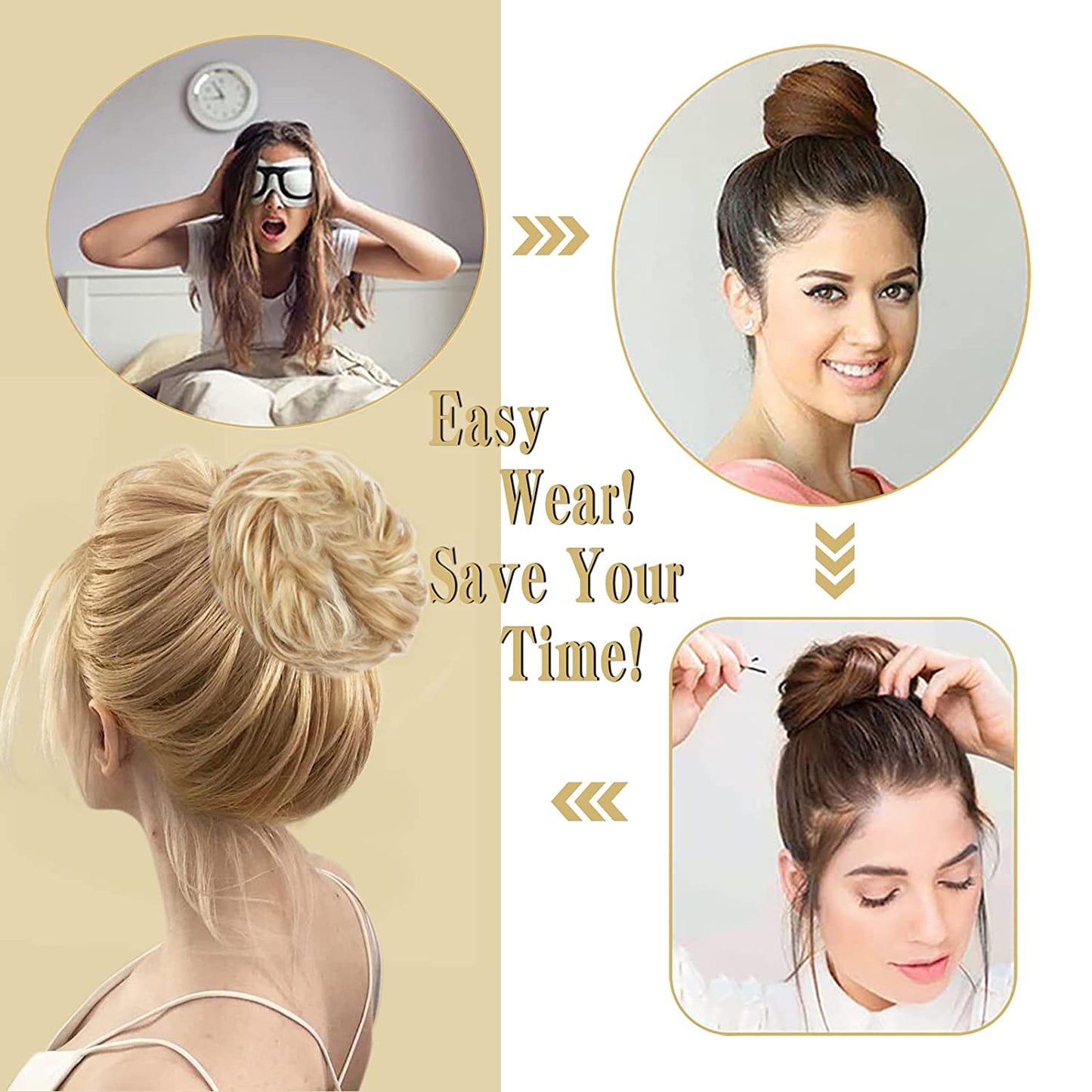 1PCS Messy Hair Bun Hair Scrunchies Extension Curly Wavy Messy Synthetic Chignon for Women Updo Hairpiece