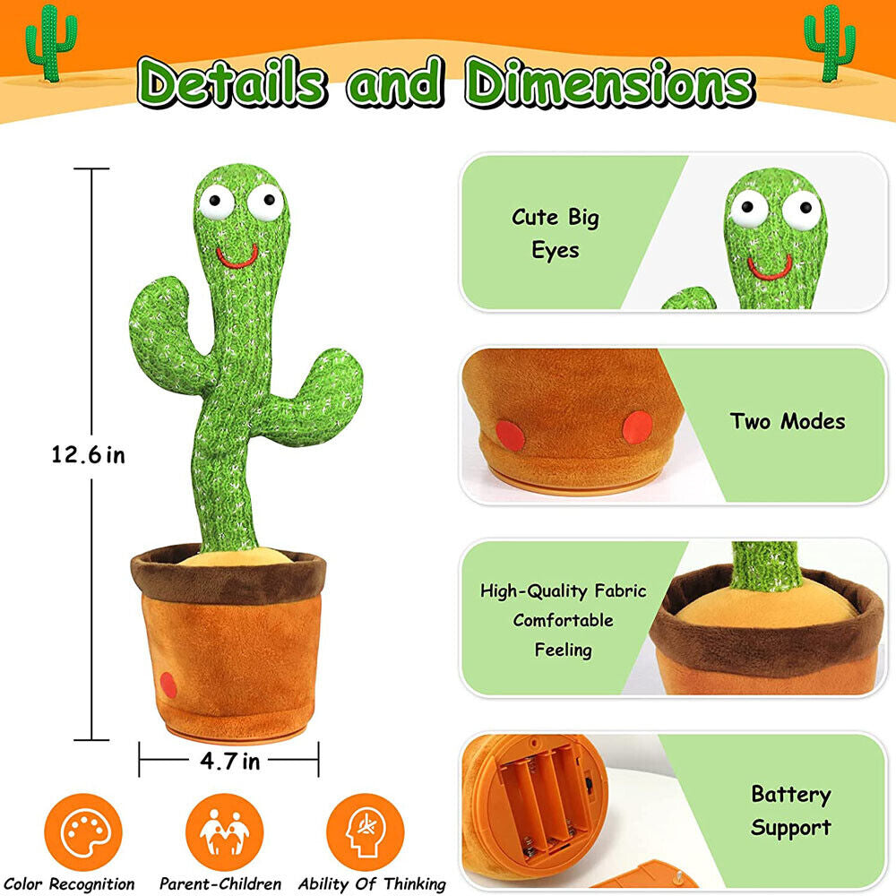 Singing Cactus Plush Toy Glow Dancing Electronic Recording Funny Song Fun Toy US