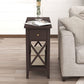 Flip Top End Table, Narrow Side Table Slim End Table with Drawer and Storage Shelf for Small Space, Living Room, Bedroom, Espresso