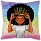 Plush Pillow Cases Black Girl Magic Throw Pillow Covers for Girls,African American Women Girl with Crown Pillowcase,Afro Girls Black Queen Princess Cushion Cover Cases,Pink Colorful ,18 X 18 Inch