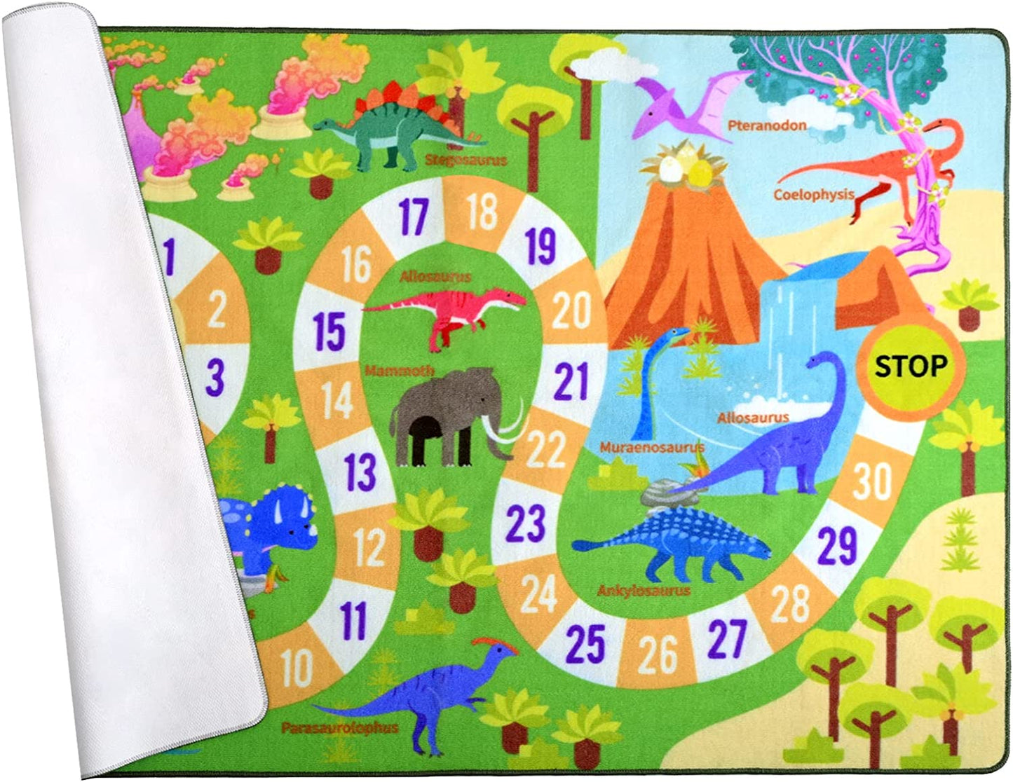 Kids Dinosaur Playmats Educational Area Rugs, Kids Play Mat Carpet for Learning Numbers, Animals and Words for Children'S Room Playroom Nursery, Kid'S Floor Play Rug for Bedroom, 3X5 Feet