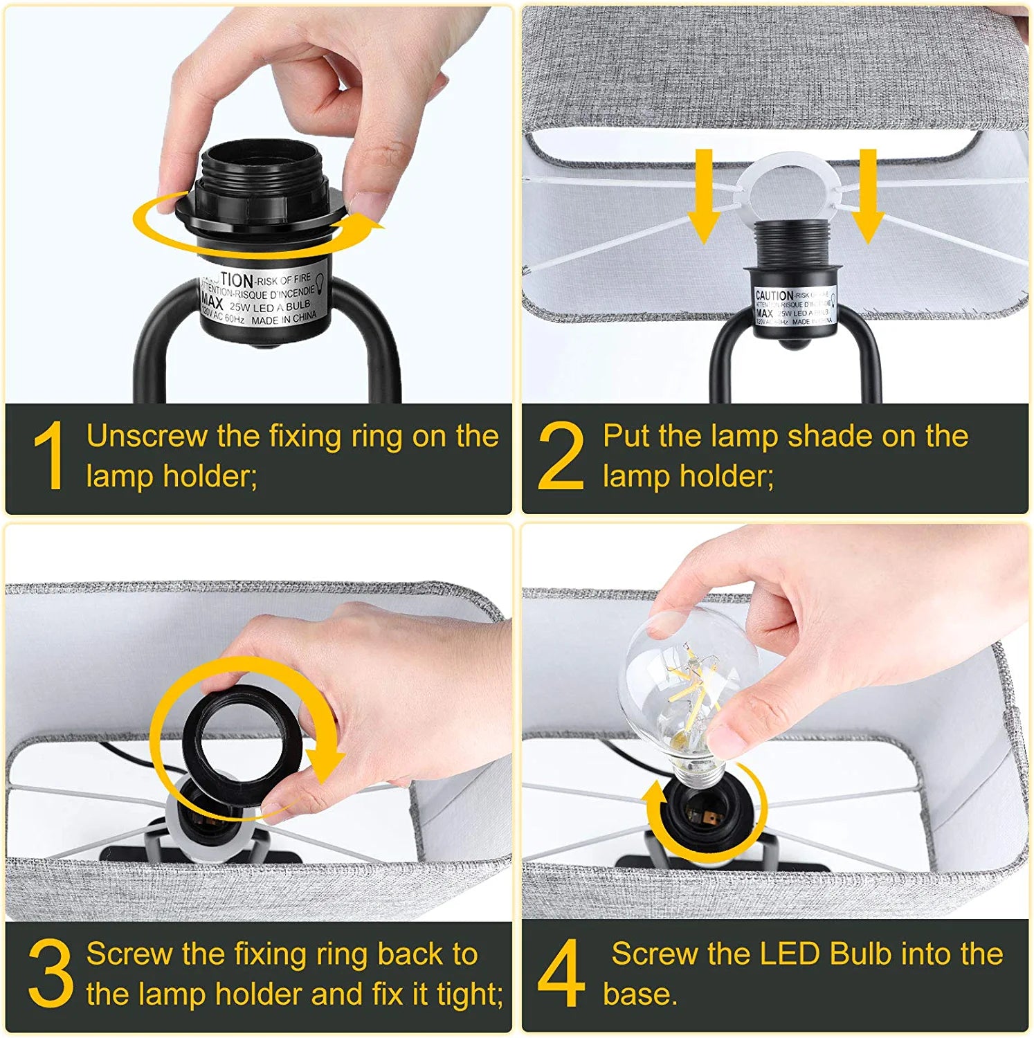 Set of 2 Touch Control 3-Way Dimmable Table Lamp with 2 USB Ports &1 AC Outlet, Modern Bedside Nightstand Lamps with Fabric Shade, Desk Lamps for Bedroom Living Room Grey, Bulbs Included