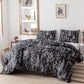 3 Pieces Queen Duvet Cover, Black Duvet Cover with White Plant Floral Duvet Cover Microfiber Soft Queen Bedding Set with Zipper Closure & 2 Pillow Cases